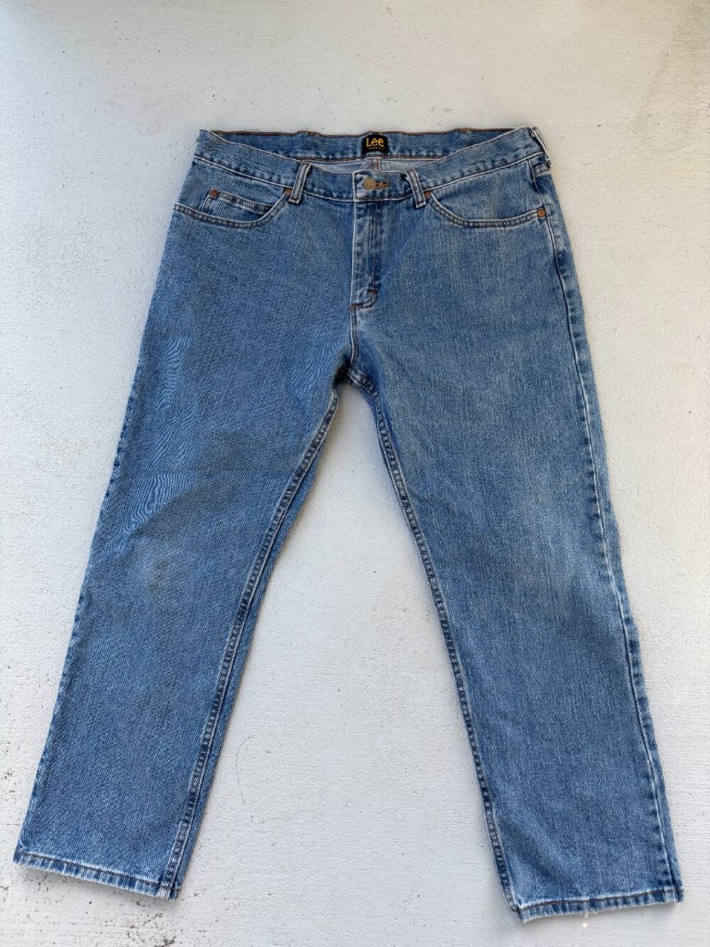Lee Men’s Regular Fit Straight Leg Blue Denim Jeans 38x29 100% Cotton - Picture 2 of 5
